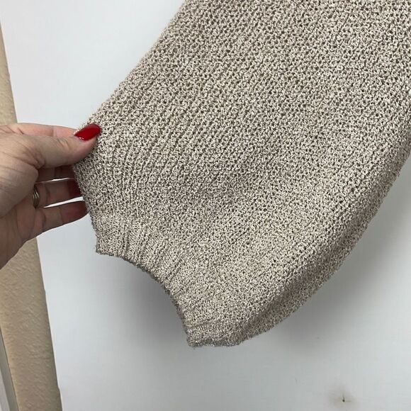 Kye Mi Women's Knitted Open Front Bishop sleeve Long Cardigan Sweater Tan Small - Picture 5 of 11